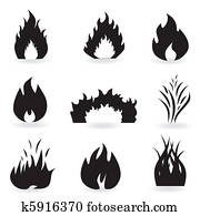 Flame and fire symbols Flame and fire symbols