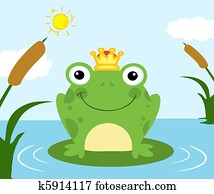 frosch fürst, auf, a, teich frosch fürst, auf, a, teich