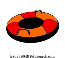 Inflatable sled on a white background. An object. Inflatable sled on a white background. An object.