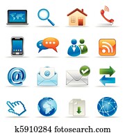 internet, y, sitio web, iconos