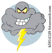 karikatur, schwarze wolke, mit, wetterleuchten karikatur, schwarze wolke, mit, wetterleuchten