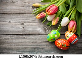 ovos páscoa, com, tulips