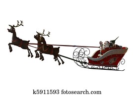 santa claus, en, zijn, reindeers