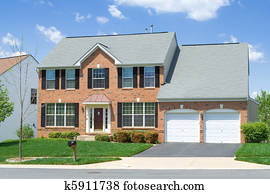 Single Family Home Front View Brick Suburban MD Single Family Home Front View Brick Suburban MD