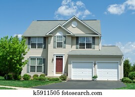 voorkant, vinyl, siding, kies familiehuis uit, thuis, md