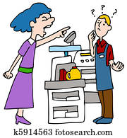 vrede, kunde, råb, hos, kasserer