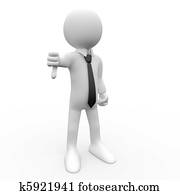 3D human with thumb down 3D human with thumb down