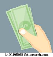 Hand holding money.