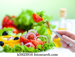 healthy food fresh vegetable salad and fork healthy food fresh vegetable salad and fork