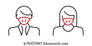 Man in face mask line icon Man in face mask line icon