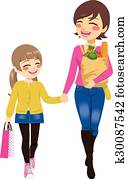 Mom Daughter Shopping Together