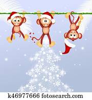 monkeys celebrate Christmas