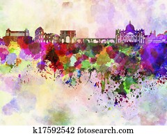 Rome skyline in watercolor background Rome skyline in watercolor background