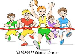 Runners and winner Clip Art | k13307037 | Fotosearch