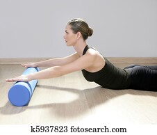 blue foam roller pilates woman sport gym fitness yoga blue foam roller pilates woman sport gym fitness yoga
