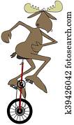 Bull moose riding a unicycle Bull moose riding a unicycle