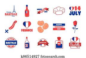 bundle of bastille day icons bundle of bastille day icons