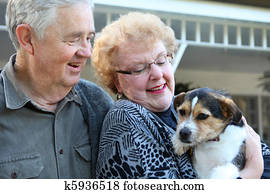 Elderly Couple with Dog
