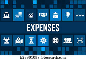 expanses, conceito, imagem, com, ícones negócio, e, copyspace.