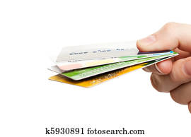 Hand holding credit cards