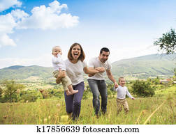 Happy family in nature Happy family in nature