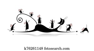 lustig, maus, familie, mit, mutter, cat,, symbol, von, 2020, year., spruchbaender, für, dein, design lustig, maus, familie, mit, mutter, cat,, symbol, von, 2020, year., spruchbaender, für, dein, design