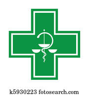 Medical cross - symbol with snake - illustration Medical cross - symbol with snake - illustration
