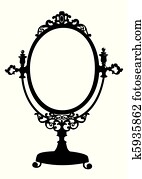 silhouette, von, antiker, aufmachungsspiegel silhouette, von, antiker, aufmachungsspiegel