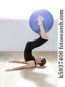 פילטים, אישה, יציבות, כדור, אולם התעמלות, כושר גופני, יוגה