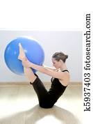 פילטים, אישה, יציבות, כדור, אולם התעמלות, כושר גופני, יוגה