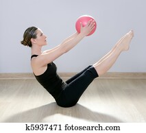 פילטים, אישה, יציבות, כדור, אולם התעמלות, כושר גופני, יוגה