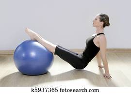 פילטים, אישה, יציבות, כדור, אולם התעמלות, כושר גופני, יוגה