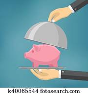 ∥, ビジネスマン, 提供, piggybank, 上に, ∥, clothe.