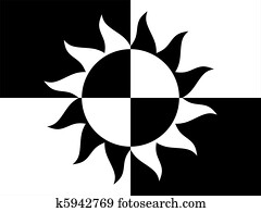 Stock Illustration of bright sun in black and white szo0375 - Search