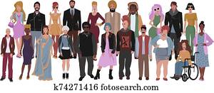 Diverse multiracial and multicultural group of people. Social diversity. Diverse multiracial and multicultural group of people. Social diversity.