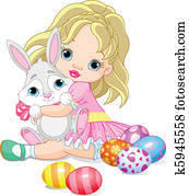 Little girl and Easter bunny Little girl and Easter bunny