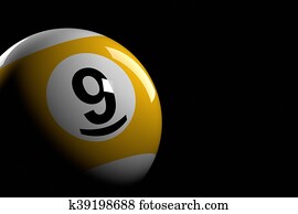 Pool Ball Number 9, 3D Rendering Pool Ball Number 9, 3D Rendering