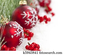 Red Christmas ornaments border