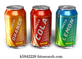 Refreshing drinks in metal cans Refreshing drinks in metal cans