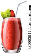 Strawberry smoothie in glass Strawberry smoothie in glass