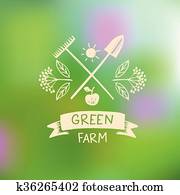 vektor, logo, grün, farm., logo, organische, essen. vektor, logo, grün, farm., logo, organische, essen.