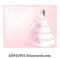 חתונה, cake., וקטור, כרטיס של דש