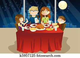 familia que come, cena