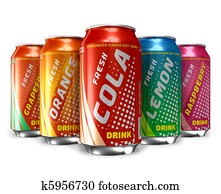 Set of refreshing soda drinks