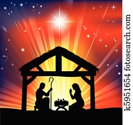 traditionnel, chrétien, scène naissance noël