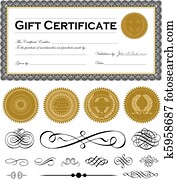 Vector Dark Certificate Frame Set and Ornaments