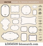 Vector Ornate Frame and Ornament Set Vector Ornate Frame and Ornament Set