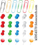 Vector Push Pins and Paper Clips