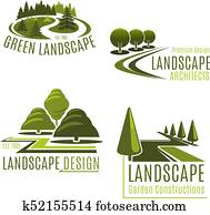 vetorial, ícones, para, natureza, ajardinar, companhia