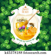 דוגמה, של, דבש, ב, הסגר, ברקע, תילתן